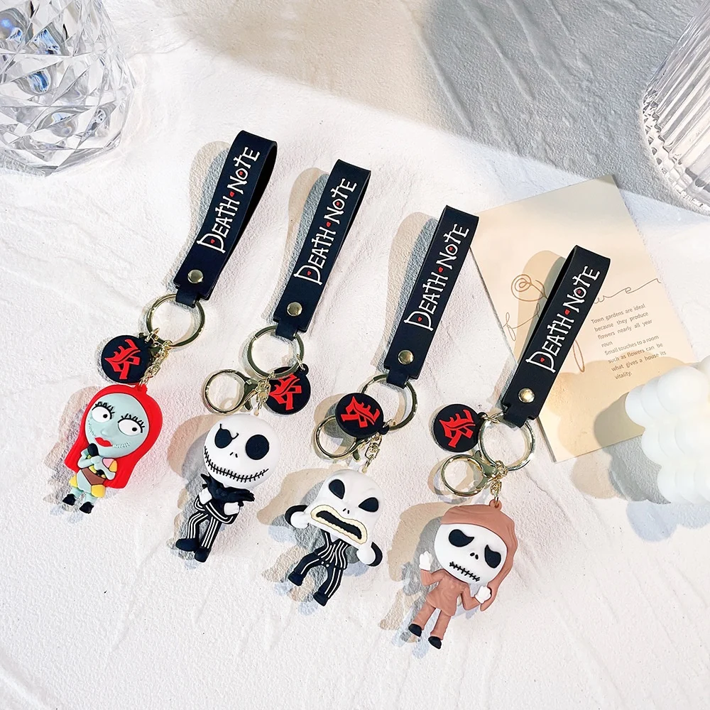 wholesale 3d pvc rubber jack and sally halloween keychain bag pendant The Nightmare Before Christmas horror keychain