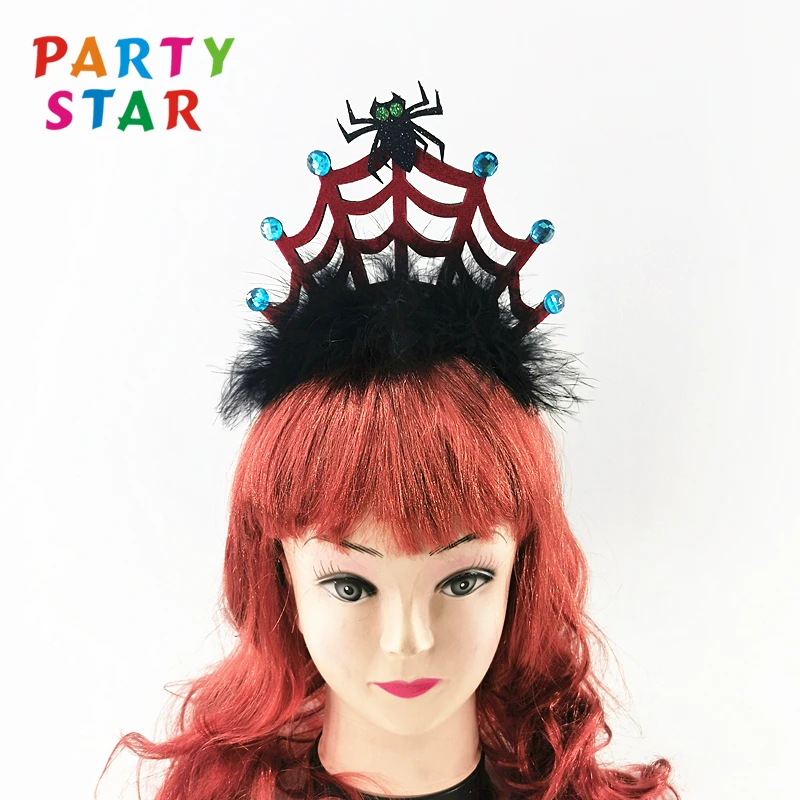 Cute Custom Holiday Party Decoration Headband Halloween Spider Web With Spider Feather Headband