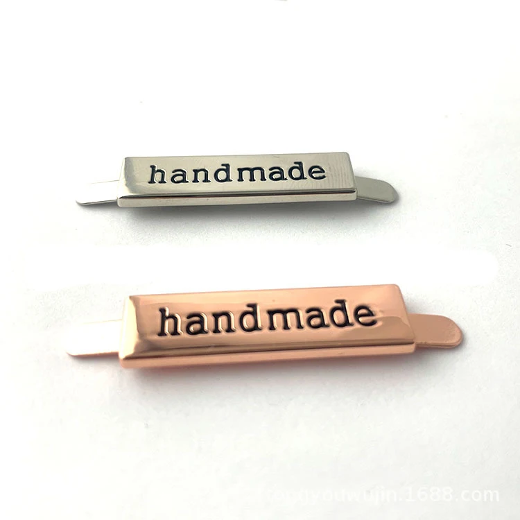 2022 DIY Hand-made Brand Bag Embossed Square Luggage Hardware Accessories Decorative Trademark Buckle Custom Made Metal Logo