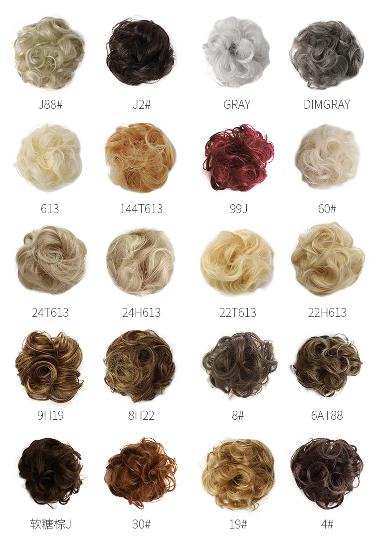 
Best Selling Real Curly Messy Bun Synthetic Hair Chignon Scrunchie Hair Extension Donut Bun Ponytail Hairpiece feels real hairs 
