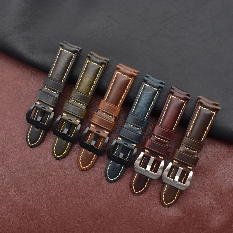
Whole Sale Best Price Brown Oil Wax Leather Band Watch strap 