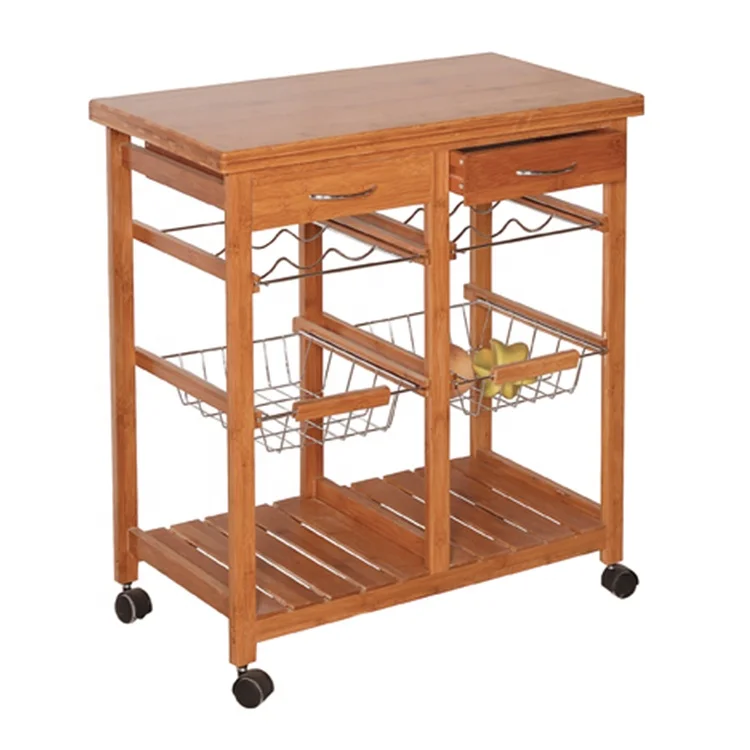 Экологичная передвижная Деревянная Кухонная Тележка с ящиком