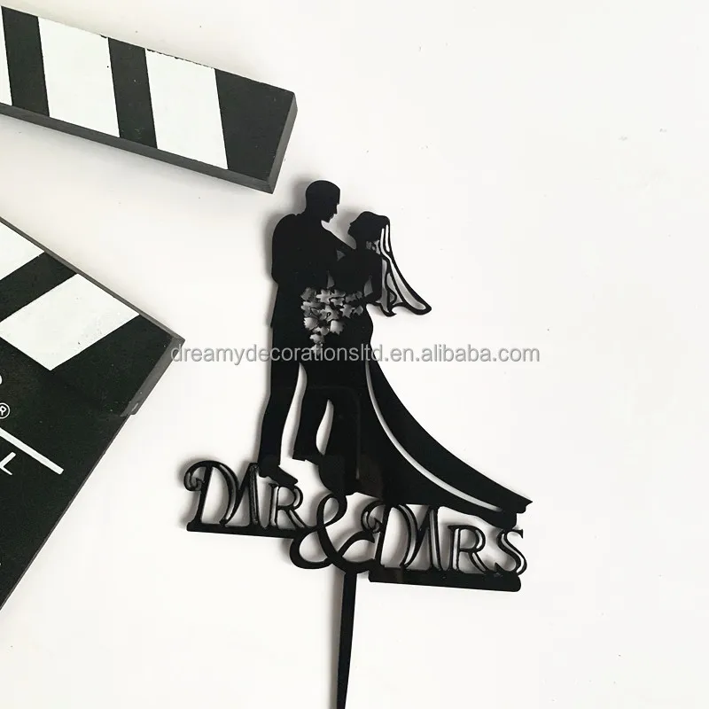 Luxury Acrylic Black Gold Love Proposal Engagement Anniversary Letter Mr&Mrs Wedding Cake Decoration Birthday Cake Topper