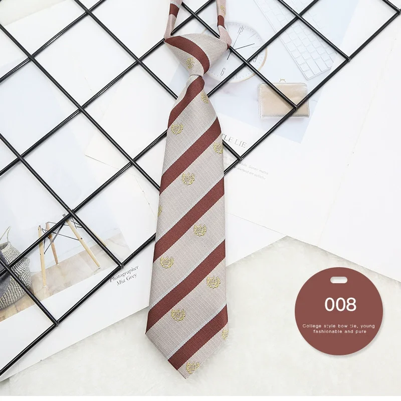 Factory Directly Sale Green Color Stripe Polyester Tie Adjustable Uniform Knot Free Neckties