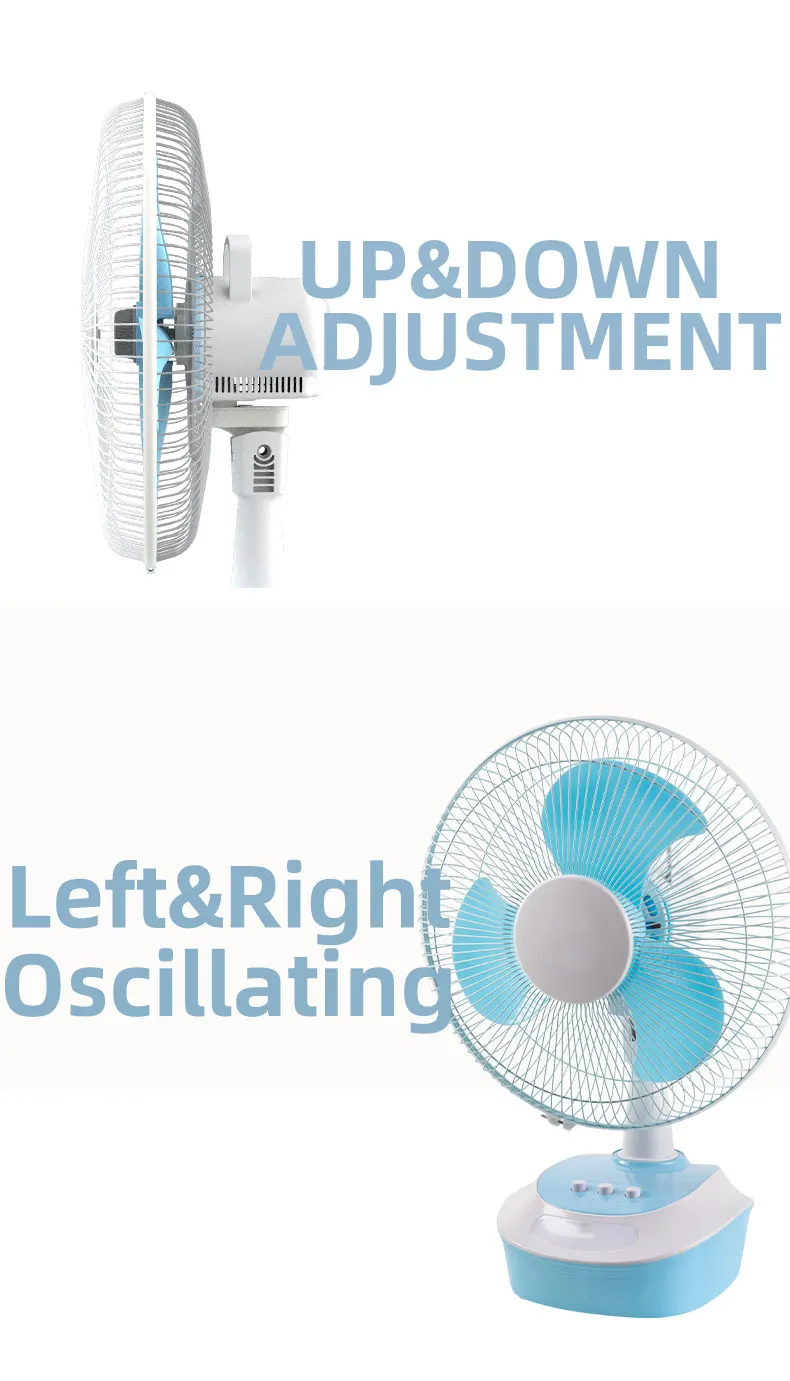 AC/DC Customized Color Multifunctional High Speed Electric Portable Solar Fan With Usb and Light Rechargeable 12 Inch Table Fan