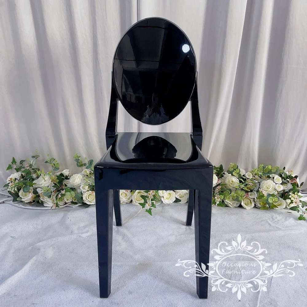 Resin Plastic Black Dining Chair Stackable Wedding Events Hotel Outdoor Furniture Ghost Armless Chairs