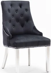 Tufted dining chair stainless steel legs ring knocker