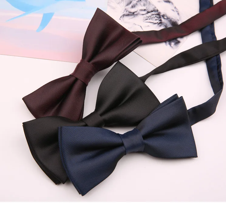 Perfect fashion luxury solid adjustable bow tie straps mens plain black red navy bow ties