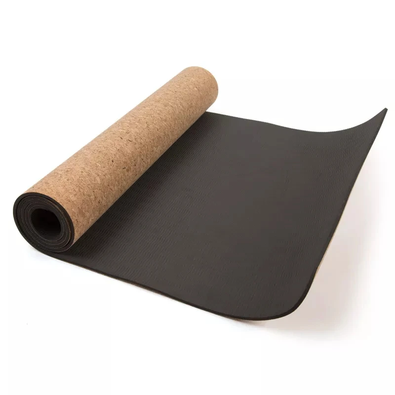 Yin yang fold the floating rounded top and bottom yoga mat cardboard display stand extra dik non stick with alignment lines
