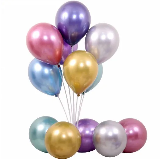 Party wedding birthday 12inch 10inch colorful metal balloon peal metallic latex balloons decoration chrome balloons
