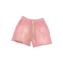 Custom Logo High Quality French Terry Cotton Puff Printing Shorts Acid Wash Shorts For Men