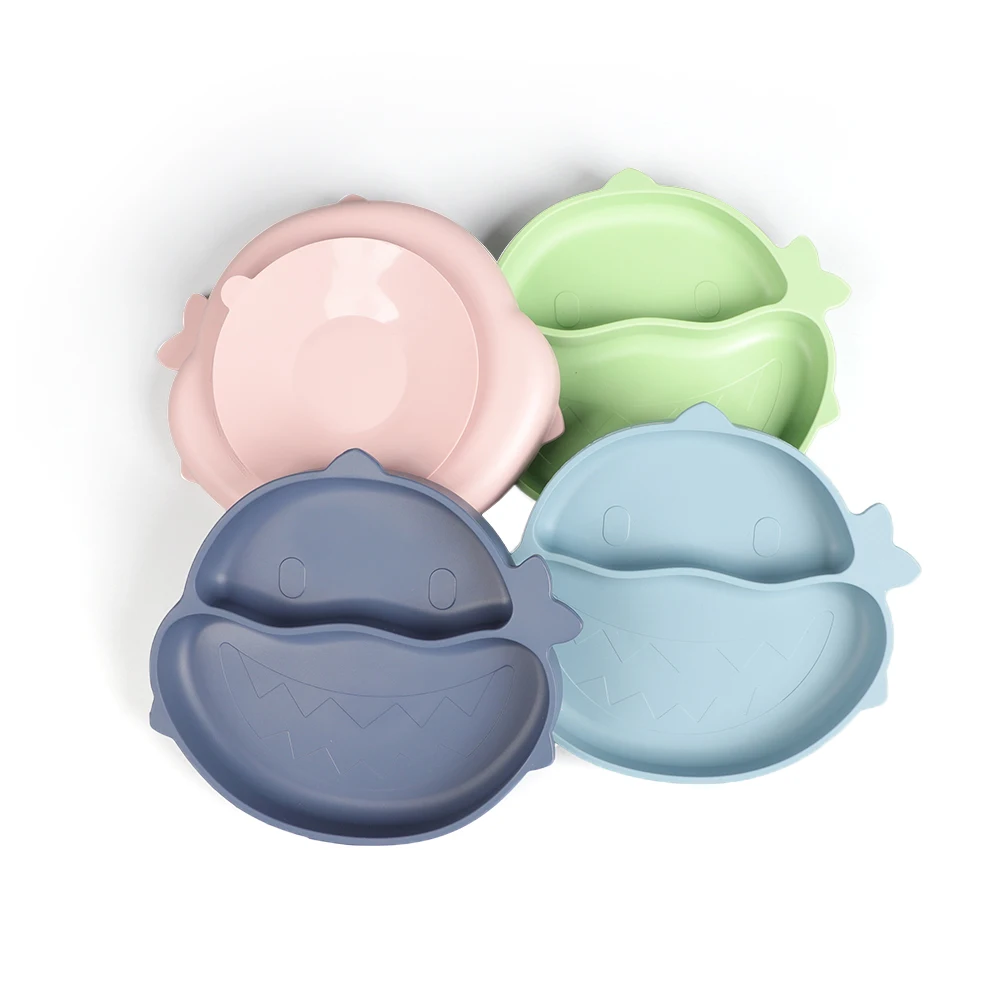 Eversoul Custom Silicone Products BPA Free Cartoon Baby Dishes Feeding tableware Silicone Dinnerware Plate For Baby Products