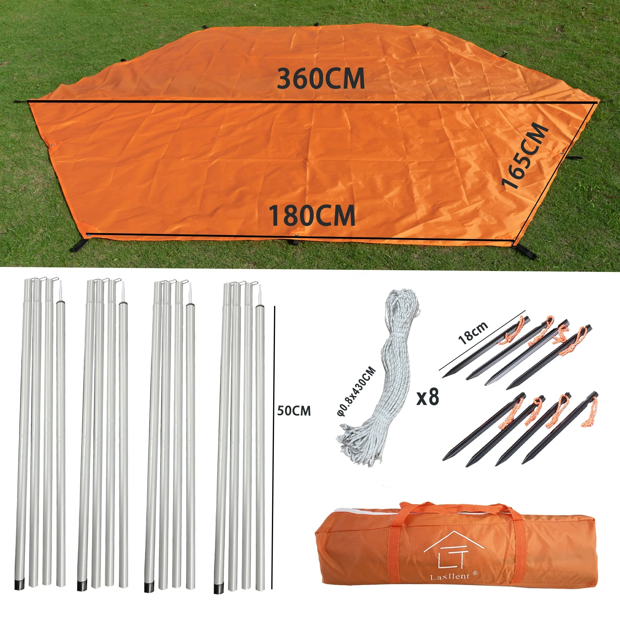 Outdoor Waterproof Tarps, Heavy Duty Beach 210D  Oxford Poly Cloth Waterproof Rain Tarp for Camping Travel