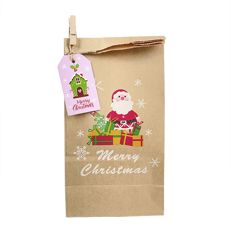 New Design Wholesale Advent Calendar Bags Custom Christmas Advent Calendar Packaging Bag Biscuit Packaging Food Paper Bag