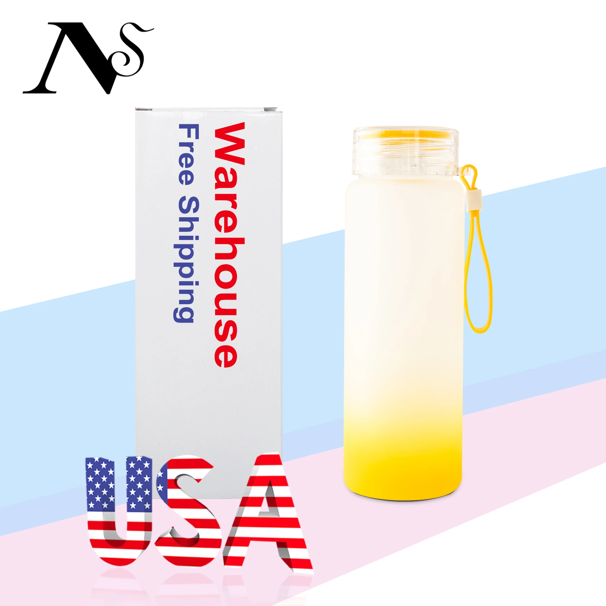 USA Warehouse High Quality Outdoor Picnic Gradient Sublimation Juice Soda Mug Glass Can Cup With Rubber Handle