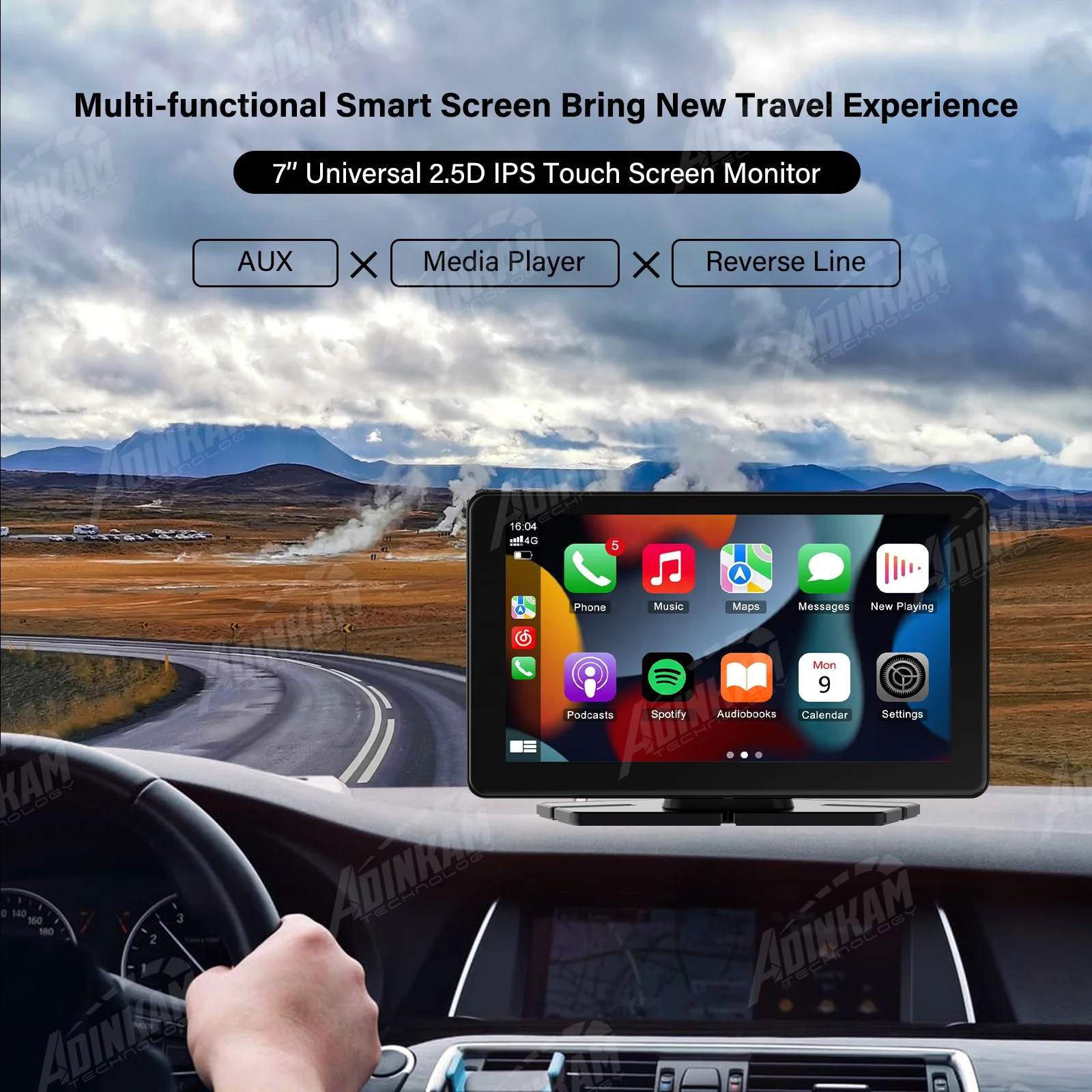 Portable 7 Inch Carplay Android Auto Car Smart Screen ADINKAM P70 Universal Multimedia Video Player Support Airplay Car Radio