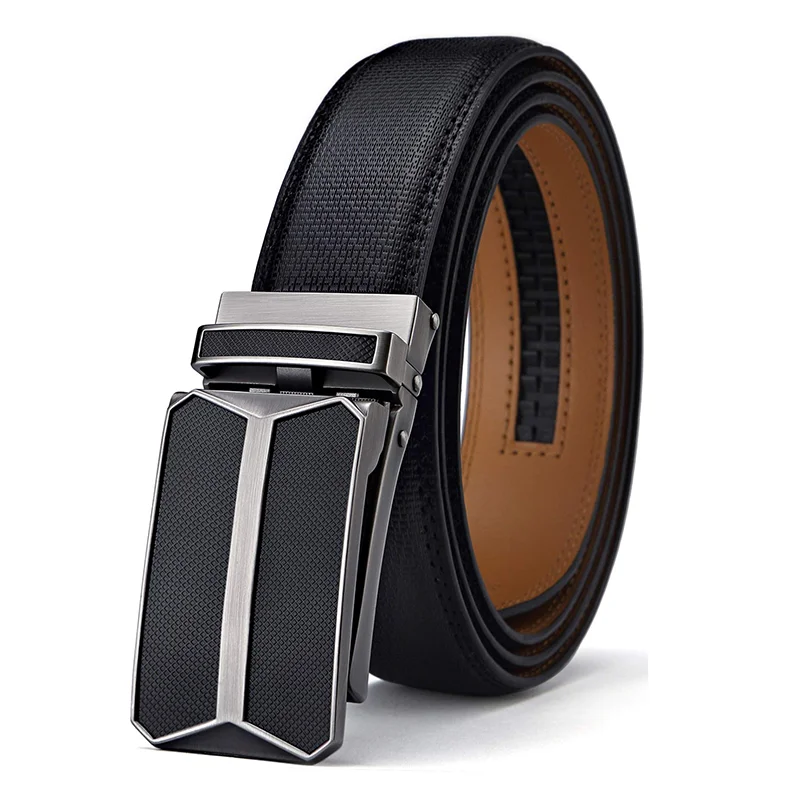 Wholesale Gift Ratchet Automatic Buckle Leather Belt Without Holes Custom Logo Gift Belt Fashion Strap Luxury For Men