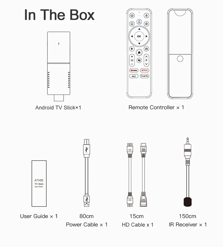 Best Selling Android 10.0 ATVSE Stick Smart TV Firestick Set Top Box 2G RAM 8G ROM 2.4G 5G WIFI