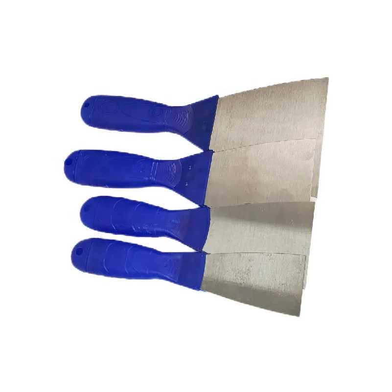 Industrial Grade Flexible Carbon Steel Putty Knife for Painters Blue Plastic Handle with Wooden Handle Stainless Steel Blade