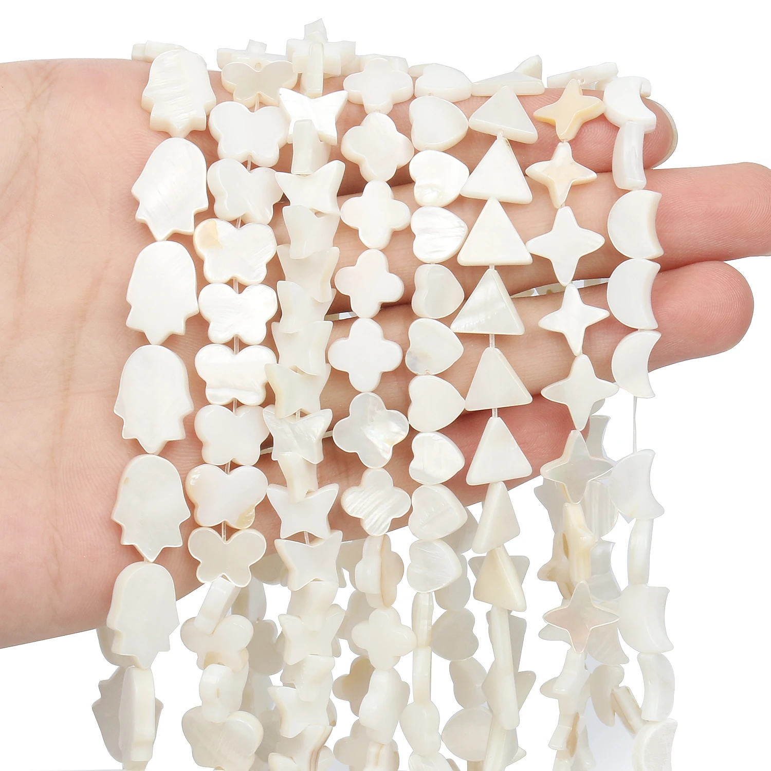 Natural White Heart Star Freshwater Shell Beads Mother Of Pearl Loose Spacer Beads For Jewelry Making DIY Bracelet