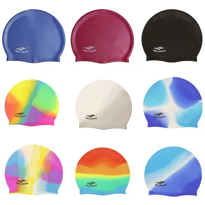 Custom logo Printed Waterproof Silicone Swim Cap Swimming Cap
