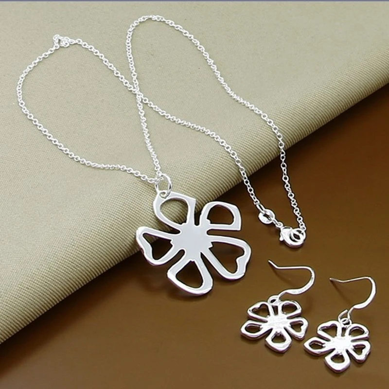 New Trendy 925 Sterling Silver Jewelry Sets Simple Fashion Insect Moon Round Ball Necklace Earrings For Woman