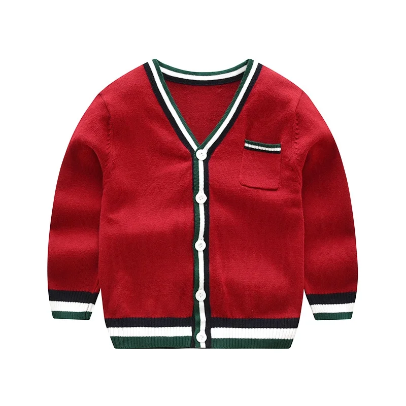 
New Design Boys V-neck Knitted Sweater Long Sleeve Kids Cardigan Sweaters 