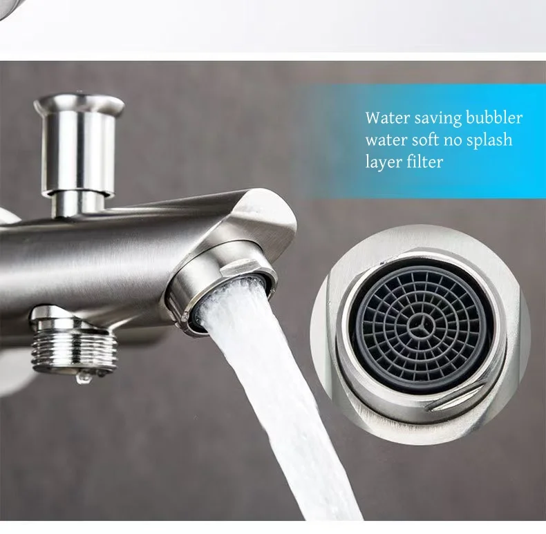 Popular Wall Mounted SUS304 Brushed Bathroom Shower Faucet Hot Sale Cold And Hot Water Bathtub Mixer Tap