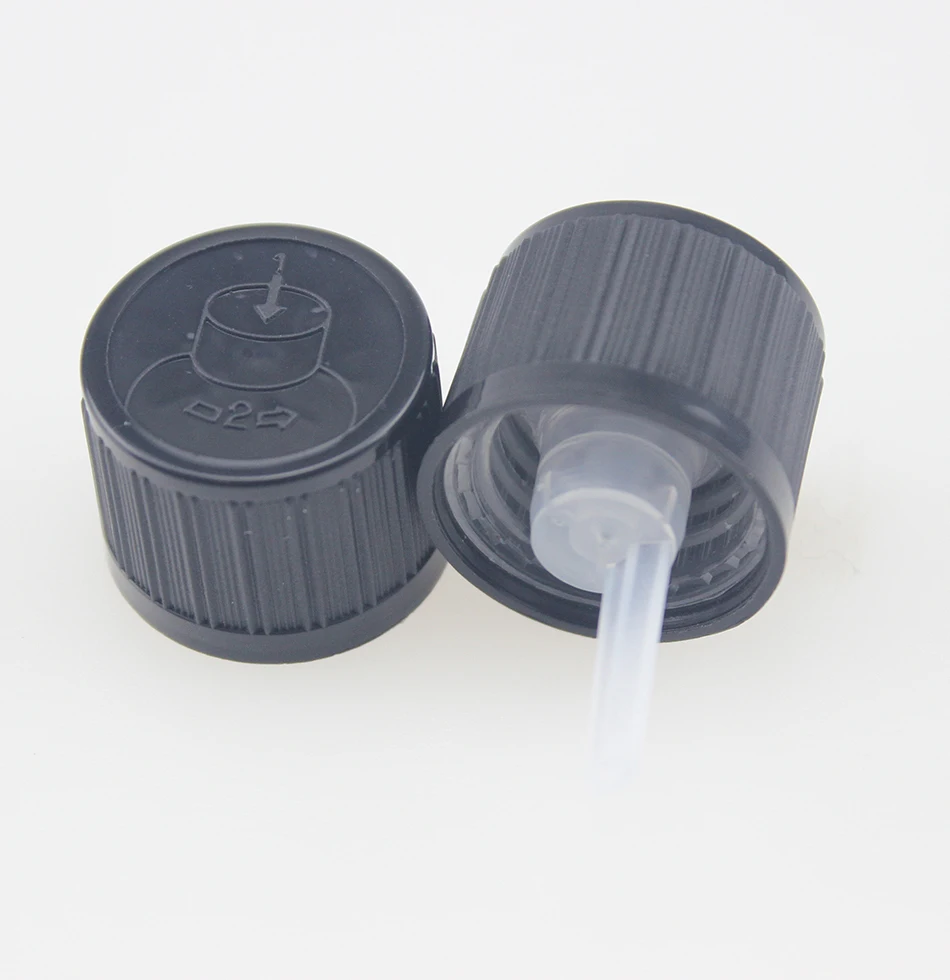 18/415 neck size black plastic childproof cap  child resistant cap reducer CAR for essential oil bottle