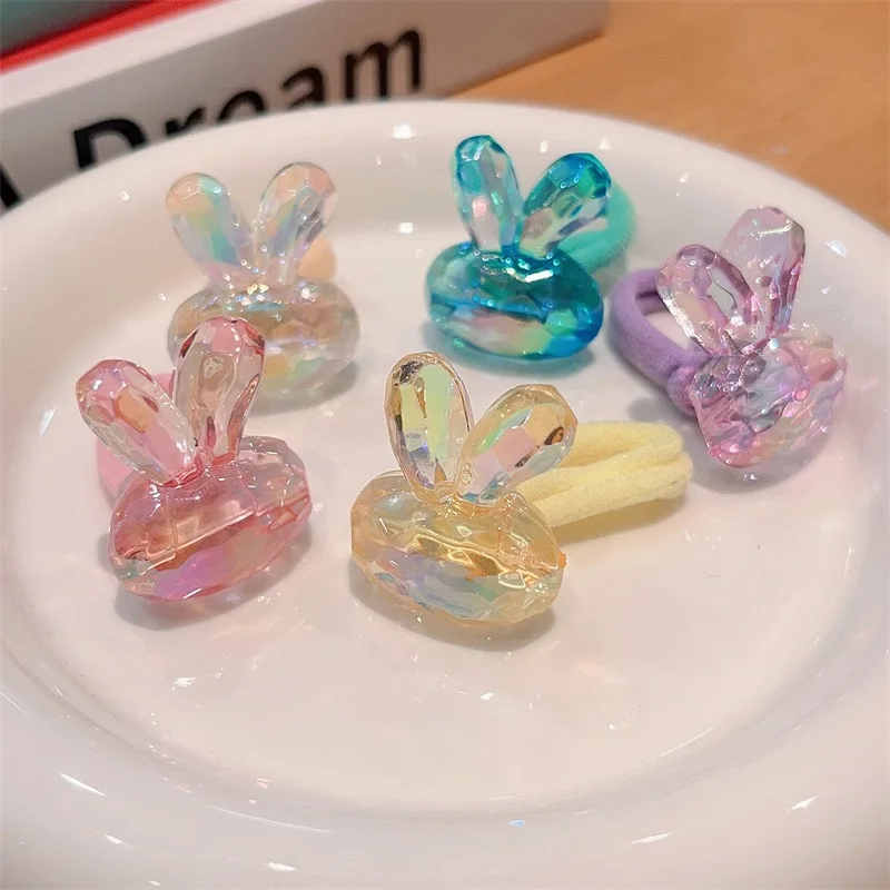 Wholesale korean style children hair accessories colorful berg crystal Hair rope for children