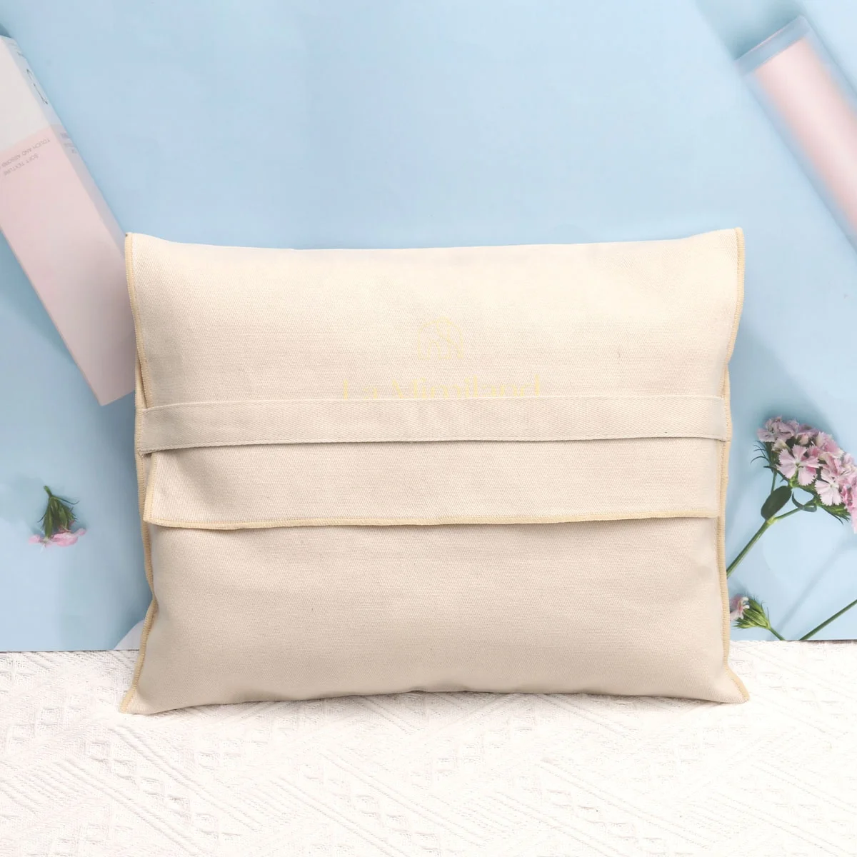 Eco-Friendly Natural Twill Cotton Flap Dust Bag For Clothes Custom Logo Printed Shoe Dress Pillow Packing Envelope Muslin Pouch