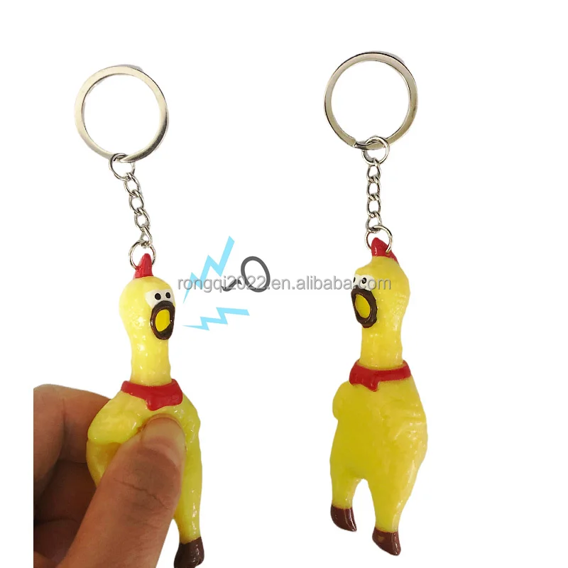 Пышный брелок с курицей