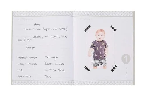 Оптовая продажа фотоальбомов на заказ детская книга Grey New Baby milee Book Персонализированная Boy strecord памятная веха журнал