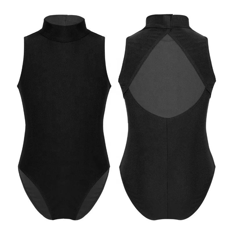 High Quality Kids Girls Backless Unitard Ballet Gymnastics Athletic Bodysuit Sleeveless Dance Leotard