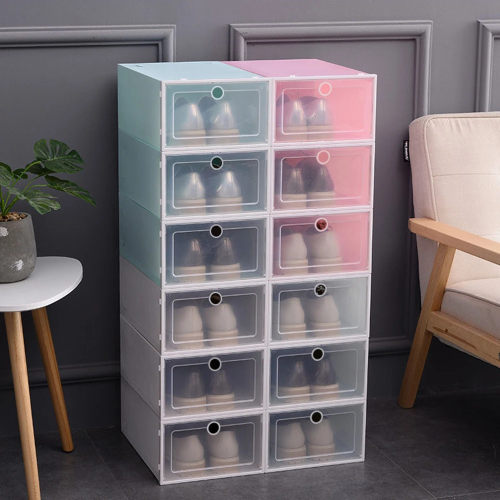 Eco-Friendly Storage Boxes Bins Shoe Box With Window, Multi-Function Plastic Basket Tray Wholesale Pp Shoe Packaging Box