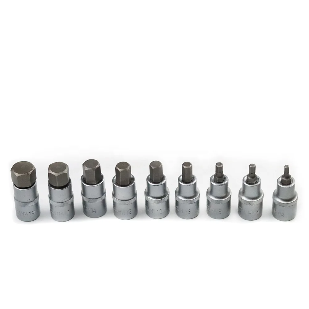 50Bv30 Cr-V 9Pcs Hex Key Bits Multi-Size Ball End Hardware Tool Flat Ball Head Allen Hexagon Socket Set Wrench Tool Set