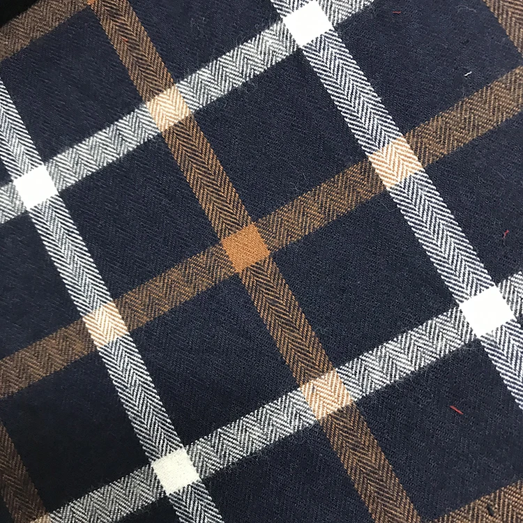 China manufacture factory Yarn Dyed 100% Cotton Flannel/Brushed Twill Check/Plaid Fabric