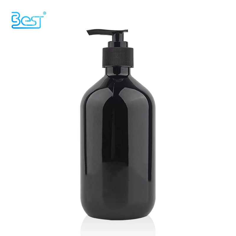 200ml 300ml 400ml 500ml hair care packaging bottle black plastic shampoo shower gel container with pump