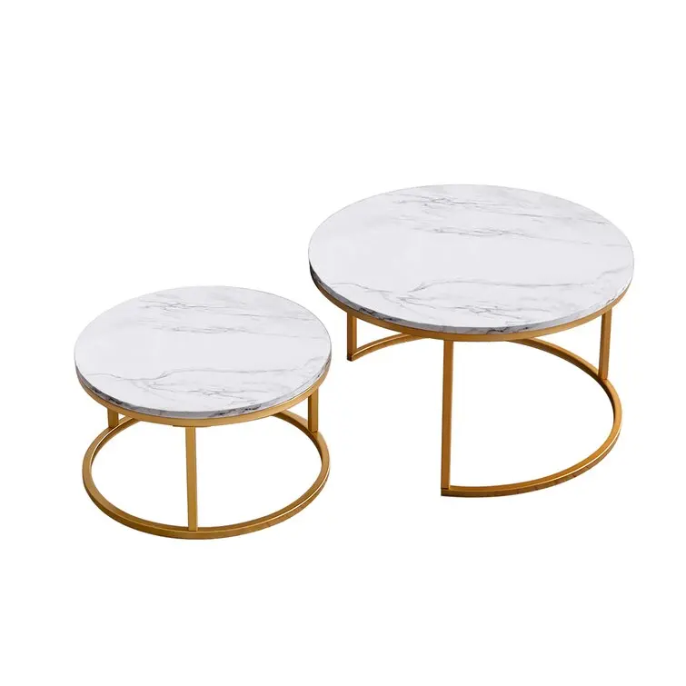 Cheap Farmhouse Wood Modern Metal Frame White Gloss Marble Top Stainless Steel Round Side Tea End Moroccan Golden Coffee Table