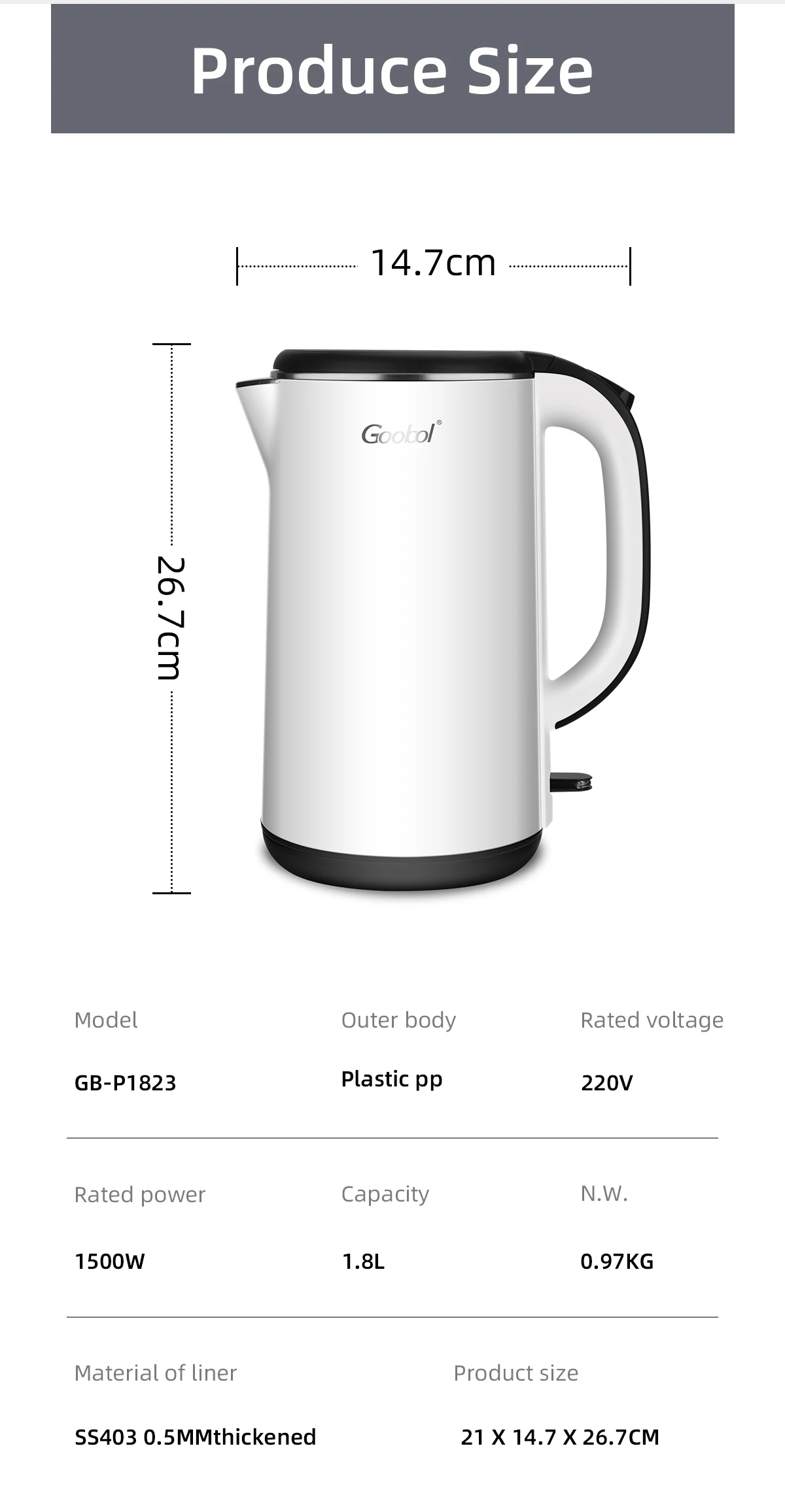 Home appliances Small Order Household Kettle high quality electric kettle for hot sale