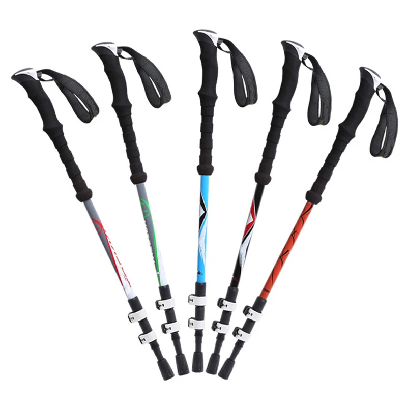 
Wholesale Custom Logo Outdoor Walking mountaineering Anti Shock Hiking EVA Grip Aluminum 7075 adjustable trekking pole 