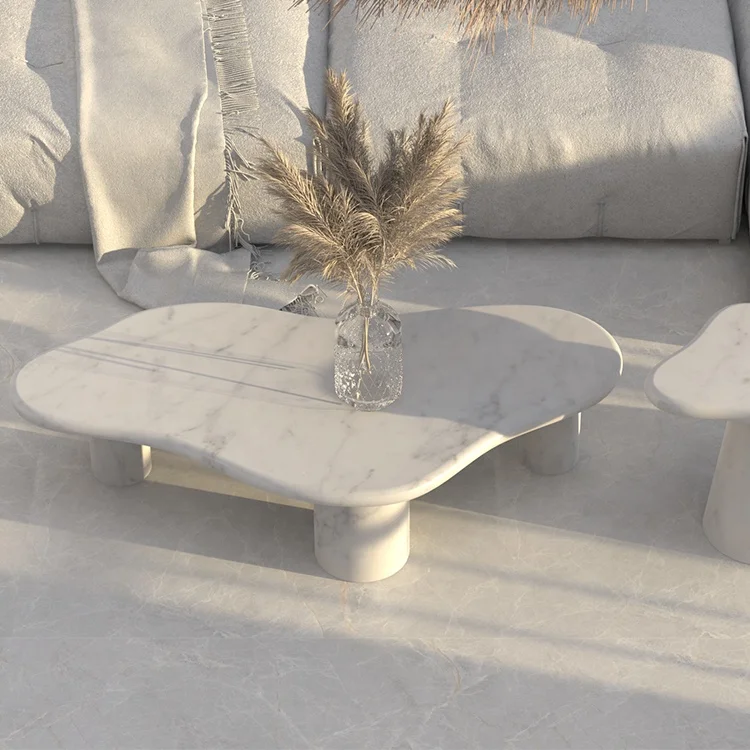 Elephant Home Furniture Fancy Marble Contemporary Flower White Cloud Coffee Table
