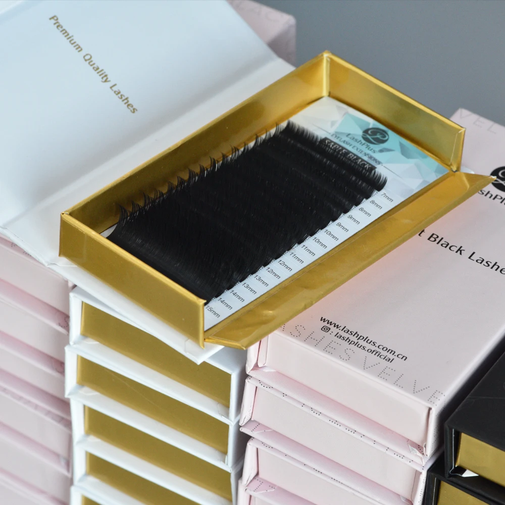 LashPlus cashmere 0.04 matte black cashmere korean pbt eyelash extension .02  lash extensions volume trays wholesale