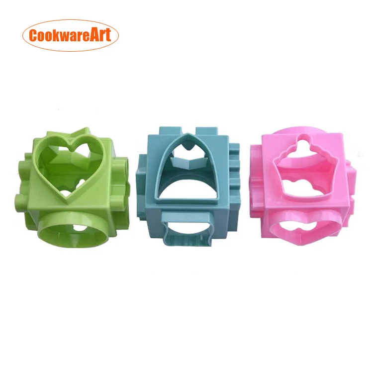 food contact safe 6 sides baking tool set heart flower star shape plastic cookie cutter mould for Christmas,kids,festival,party