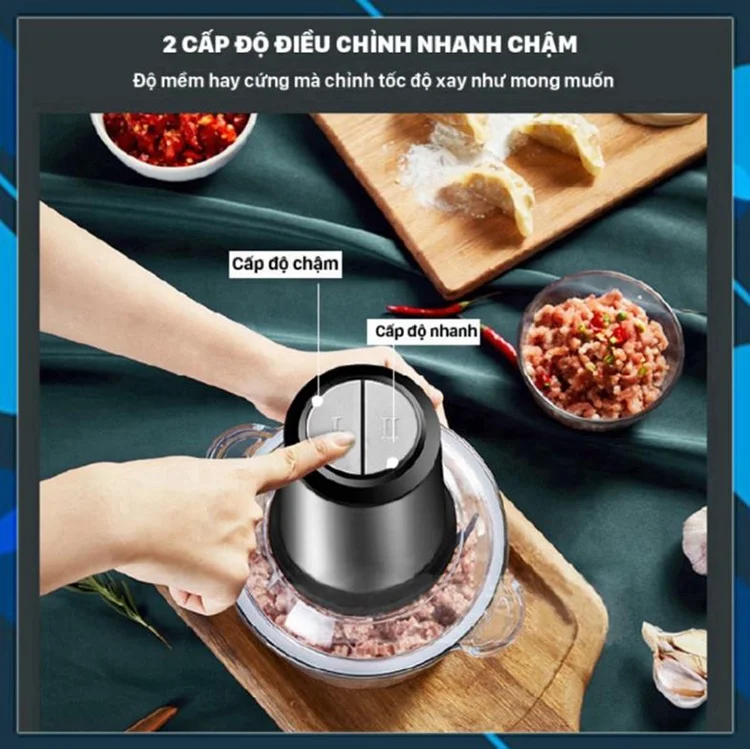 Hot Sell 2/3L Food Slicer Electric 4 Blade Knife Meat Chopper Stainless Steel Bowl Meat Grinder for Vietnam