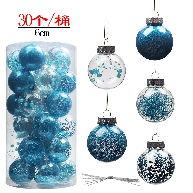 30 Counts Plastic Christmas Ball Ornaments Decorative Xmas Balls Baubles Set with Stuffed Delicate Decorations