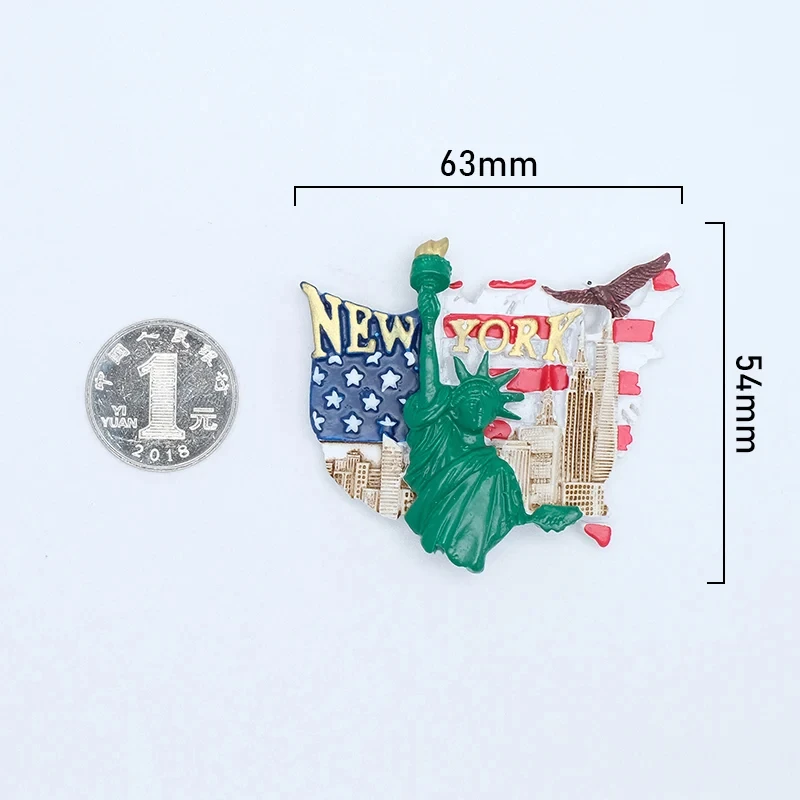 WD  USA Travel souvenirs customized resin refrigerator magnets  Statue of Liberty Eagle Flag Creative 3D Resin fridge magnets