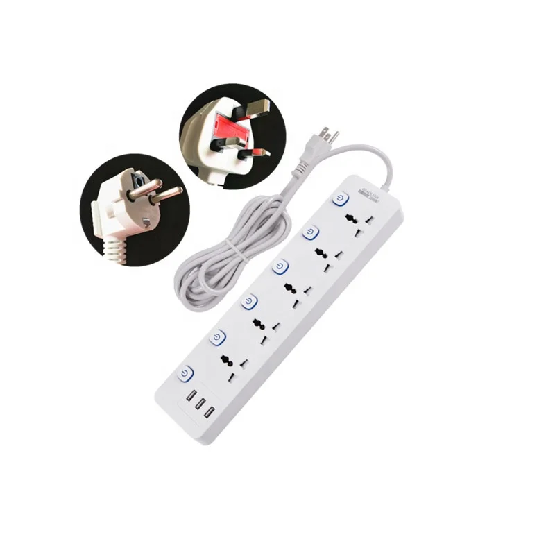 3 USB 5-bit universal sockets  multi-function home office high-power sockets   2m extension cord wiring board