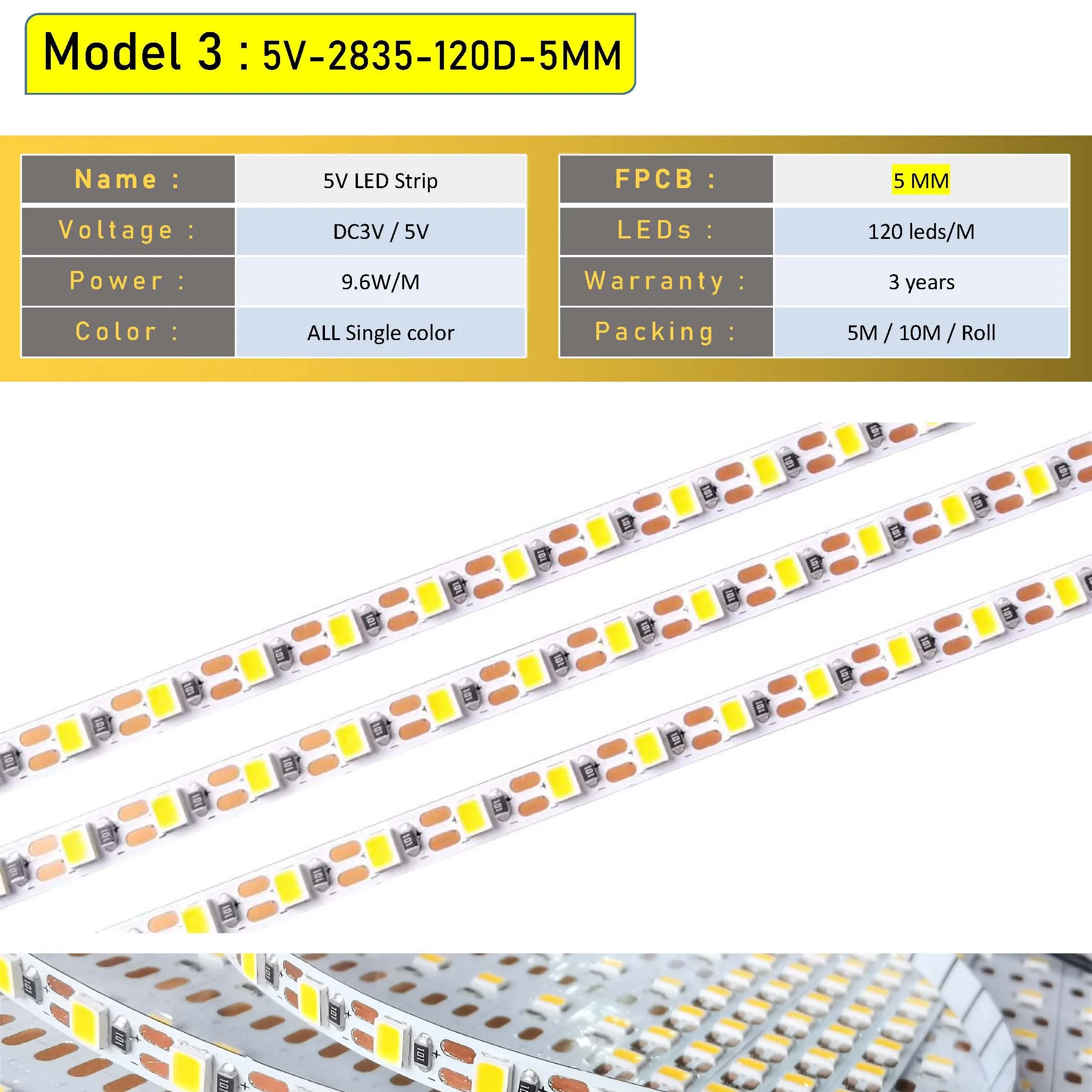 New CCT bicolor tunable white 3000K 6000K 2835 120led 5v led strip light