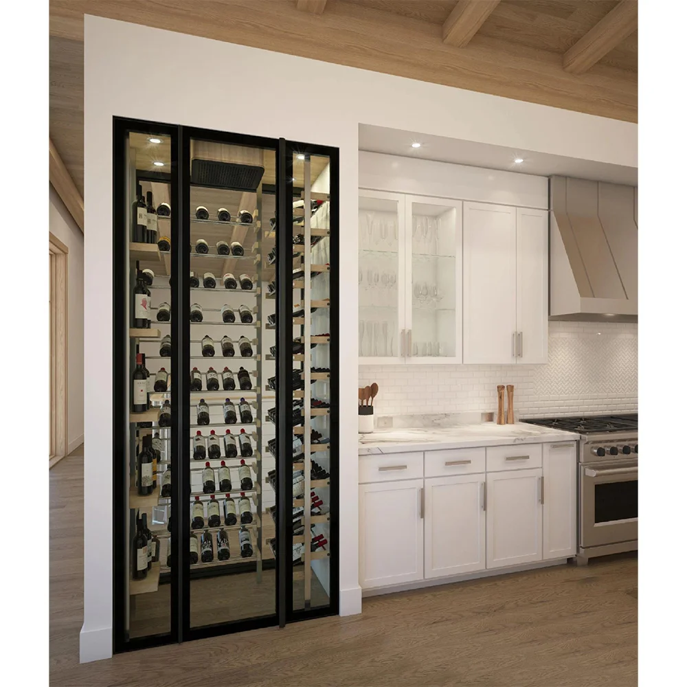 Free installation of high-end private custom stainless steel thermostatic wine cabinet with wire rack 110v 220v